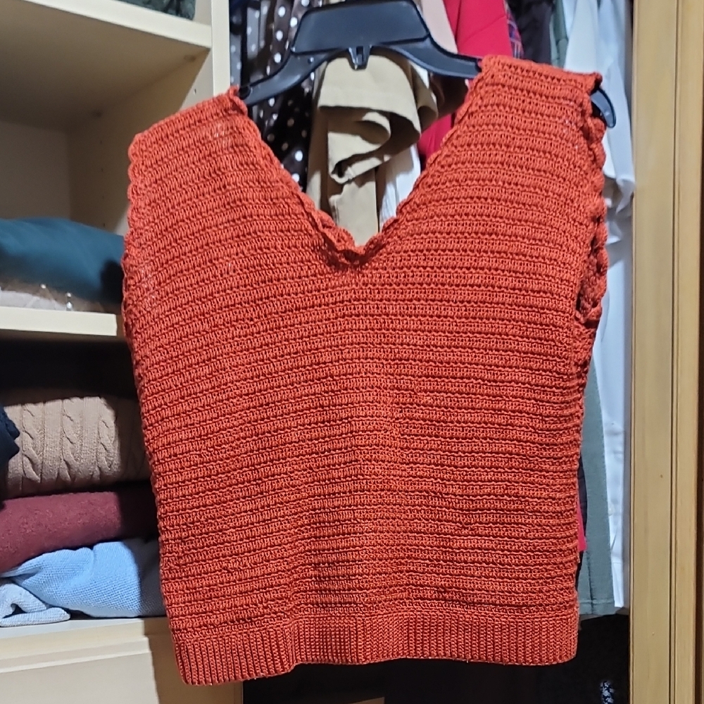 Rust Orange Knit Sleeveless Top